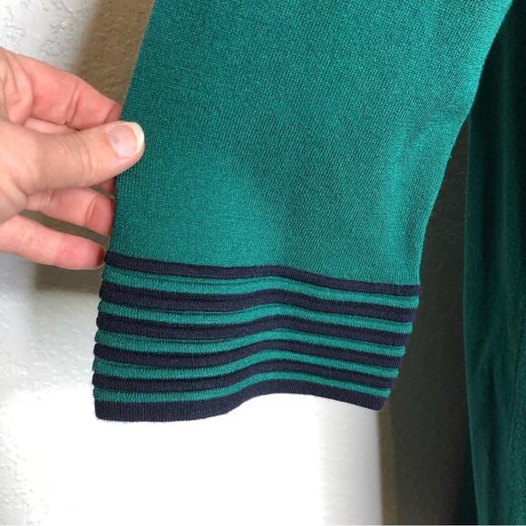 Boden green navy blue striped trim sweater shift dress size 16 - Picture 6 of 16